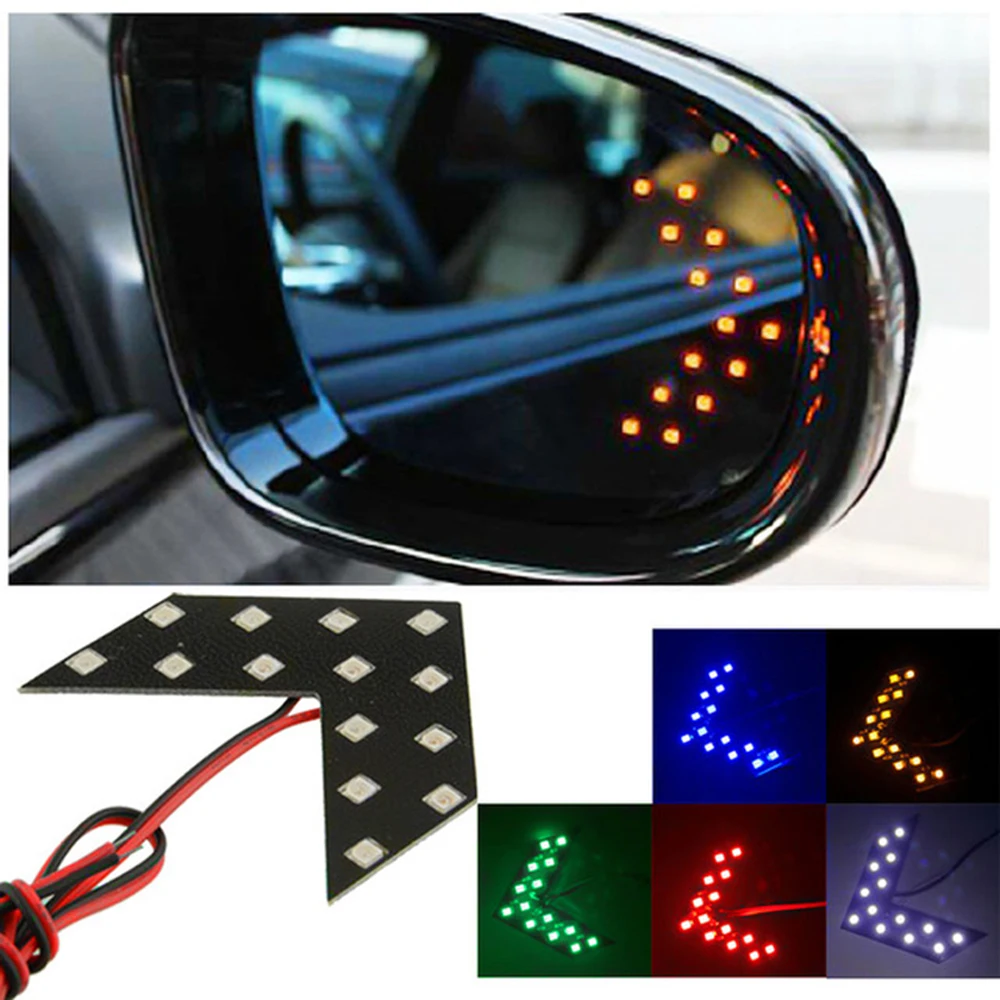 Autó Stílus Autó LED Visszapillantó tükör, lámpa 2db Amber Nyíl Panel 14SMD LED visszapillantó Tükör, lámpa Jelzőfény Lámpa 0