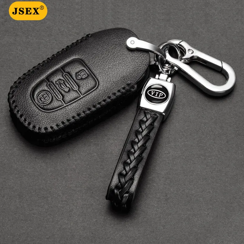 JSEX Bőr Autó Kulcs Esetben Fedezi Az Audi A6L A5 Q7 Q8 S4 S5 A4 B9 A8L TT Magas minőségű Cink ötvözet Kulcs, Táska, Gyűrű, Kiegészítők, Férfi 0
