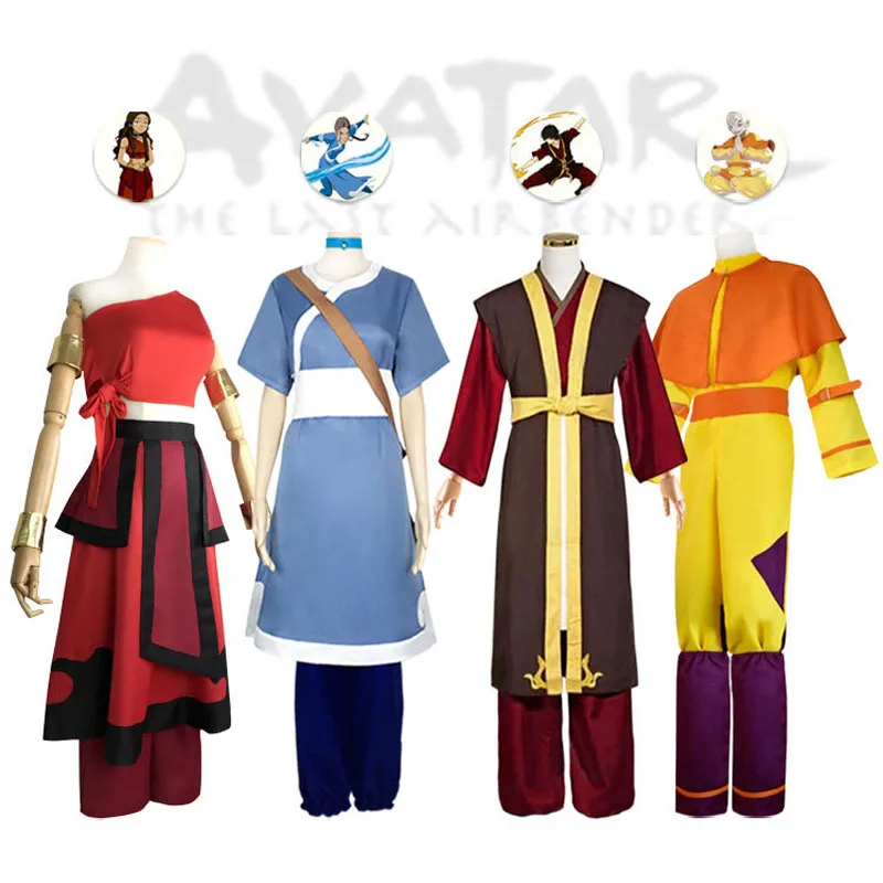 Anime Jelmez Avatar: Az Utolsó Léghajlító Aang Cosplay Teljes Felszerelés Katara Ruhák Zuko Herceg Jelmez Halloween Party Ruha 0