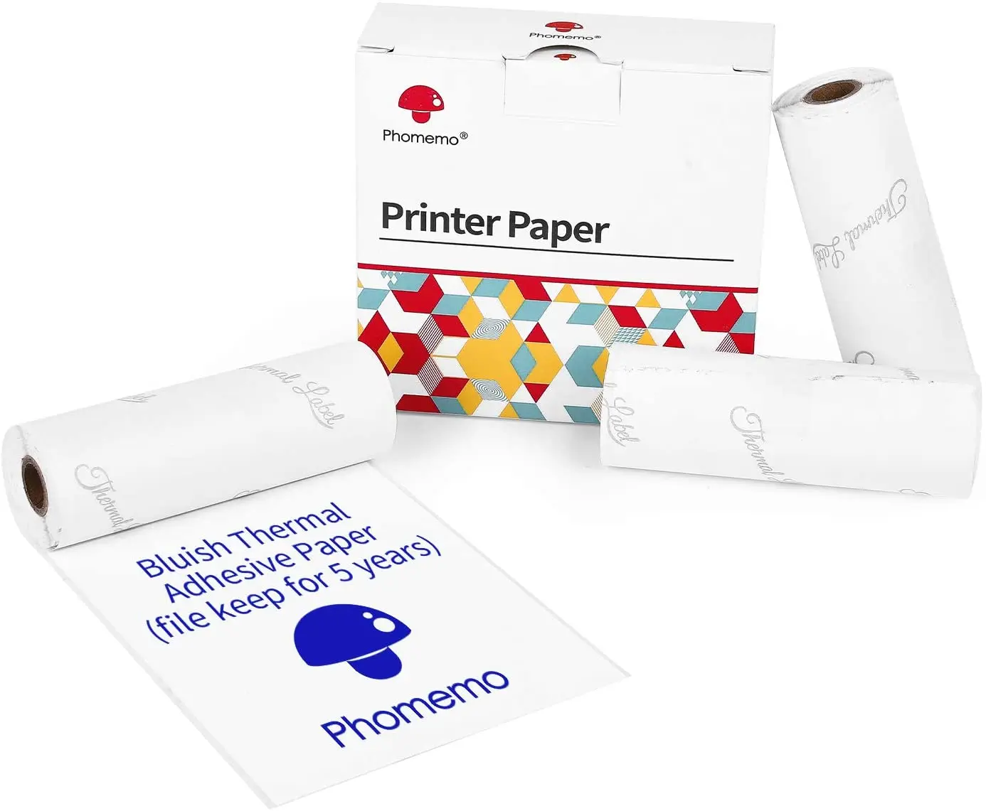 Phomemo M03 Mini Termikus Nyomtató Papír, Fehér Öntapadó Matrica, Papír,77mmx3m, Tovább 5 Évvel,a szöveg,jegyzet,feljegyzés,fénykép kép