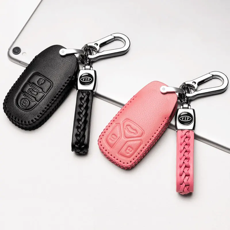 JSEX Bőr Autó Kulcs Esetben Fedezi Az Audi A6L A5 Q7 Q8 S4 S5 A4 B9 A8L TT Magas minőségű Cink ötvözet Kulcs, Táska, Gyűrű, Kiegészítők, Férfi 1