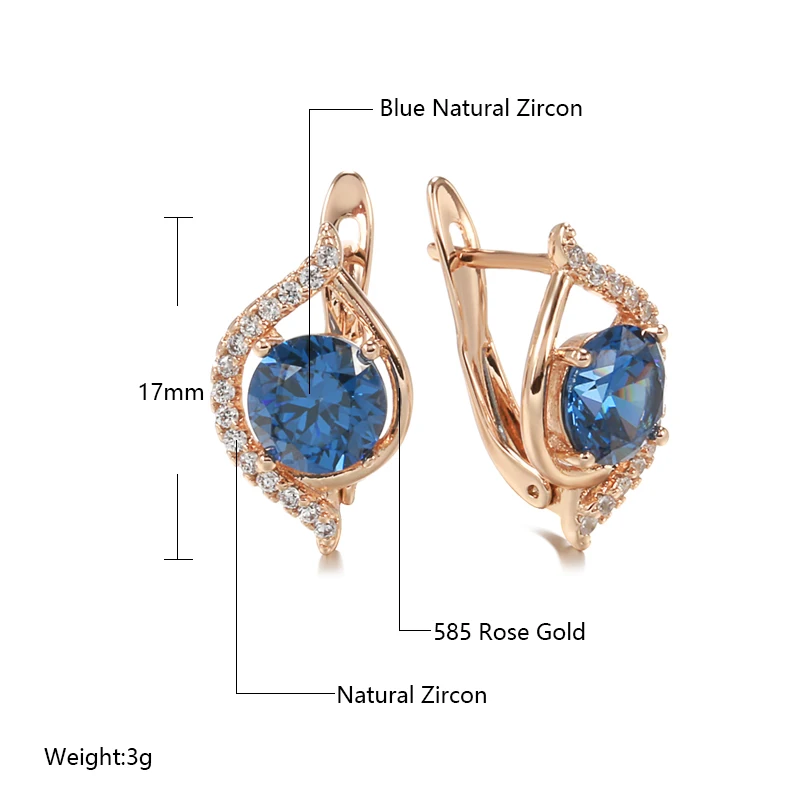 Kinel Luxus Menyasszony Esküvői Fülbevaló Kék Természetes Cirkon 585 Rose Arany Fülbevaló Koreai Divat Ékszerek 2021 Új 1