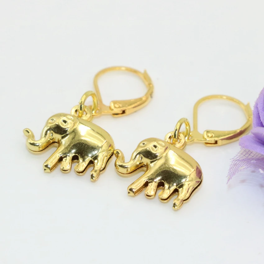 Outlet klasszikus design 12*15mm elefánt arany színű karika csepp fülbevaló a menyasszony a nők szerencsés gyönyörű ékszerek B2659 1
