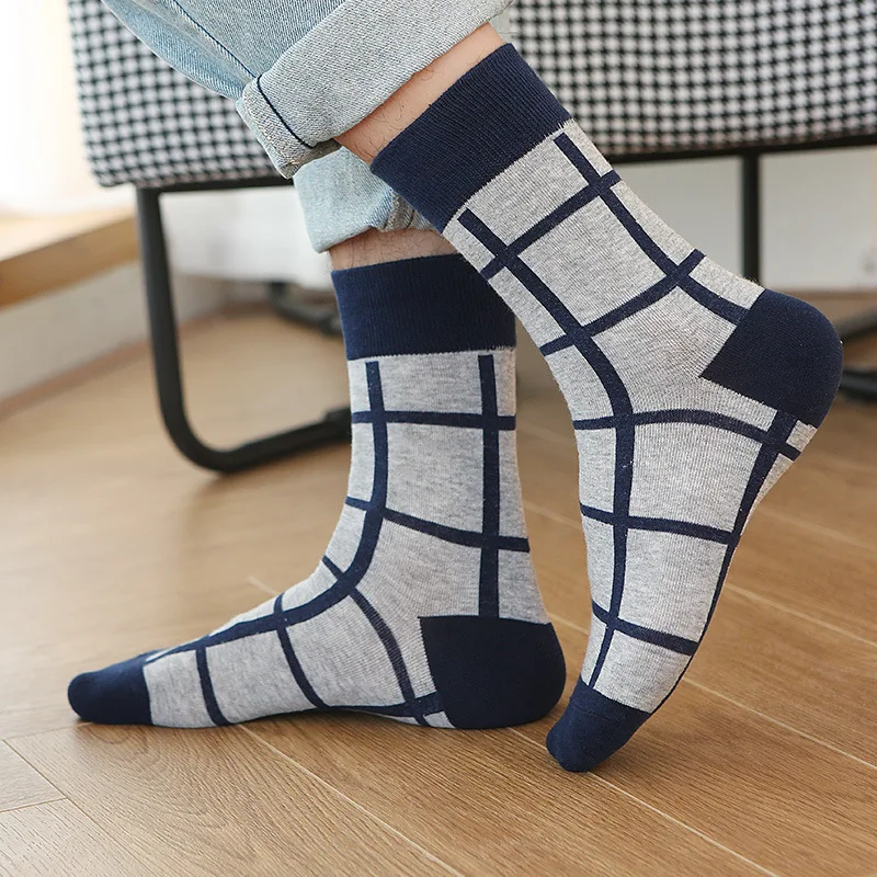 Férfi Harajuku Brit stílus harisnya üzlet alkalmi férfi zokni kockás zokni modális utca trendi zokni 1