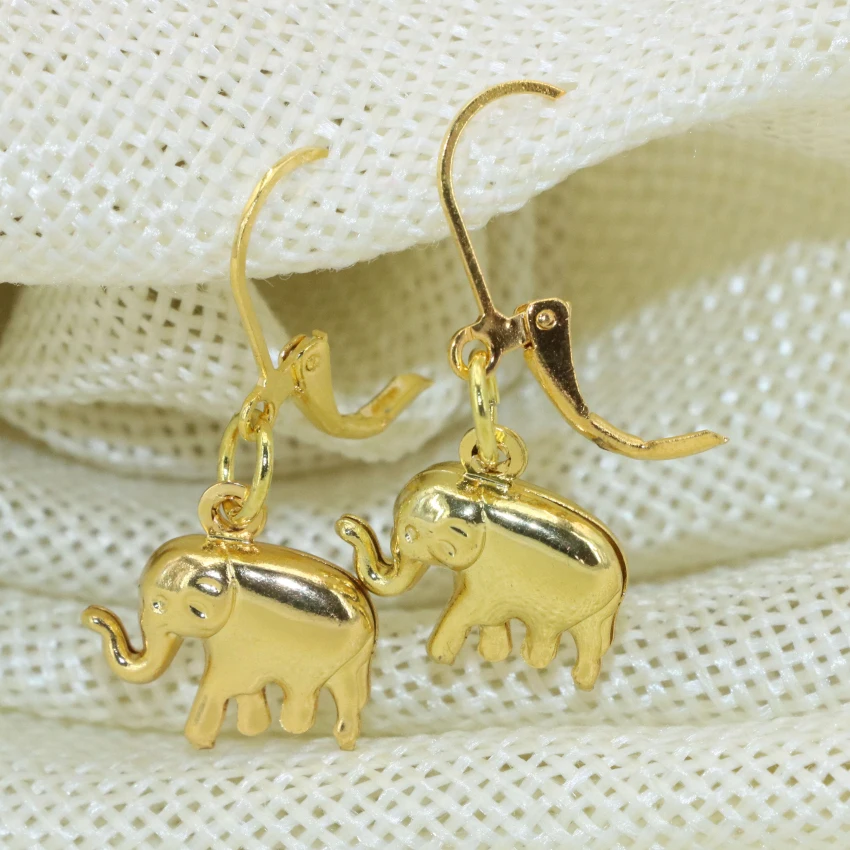 Outlet klasszikus design 12*15mm elefánt arany színű karika csepp fülbevaló a menyasszony a nők szerencsés gyönyörű ékszerek B2659 2
