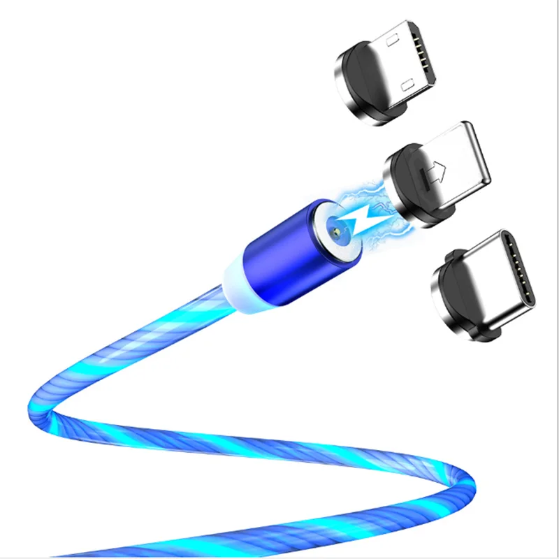 Színes Mágneses LED fénykábel Gyors Töltés Mágnes Micro USB-C Típusú Kábel LED-Wire Kábel Típusa-C Töltő iphone 2