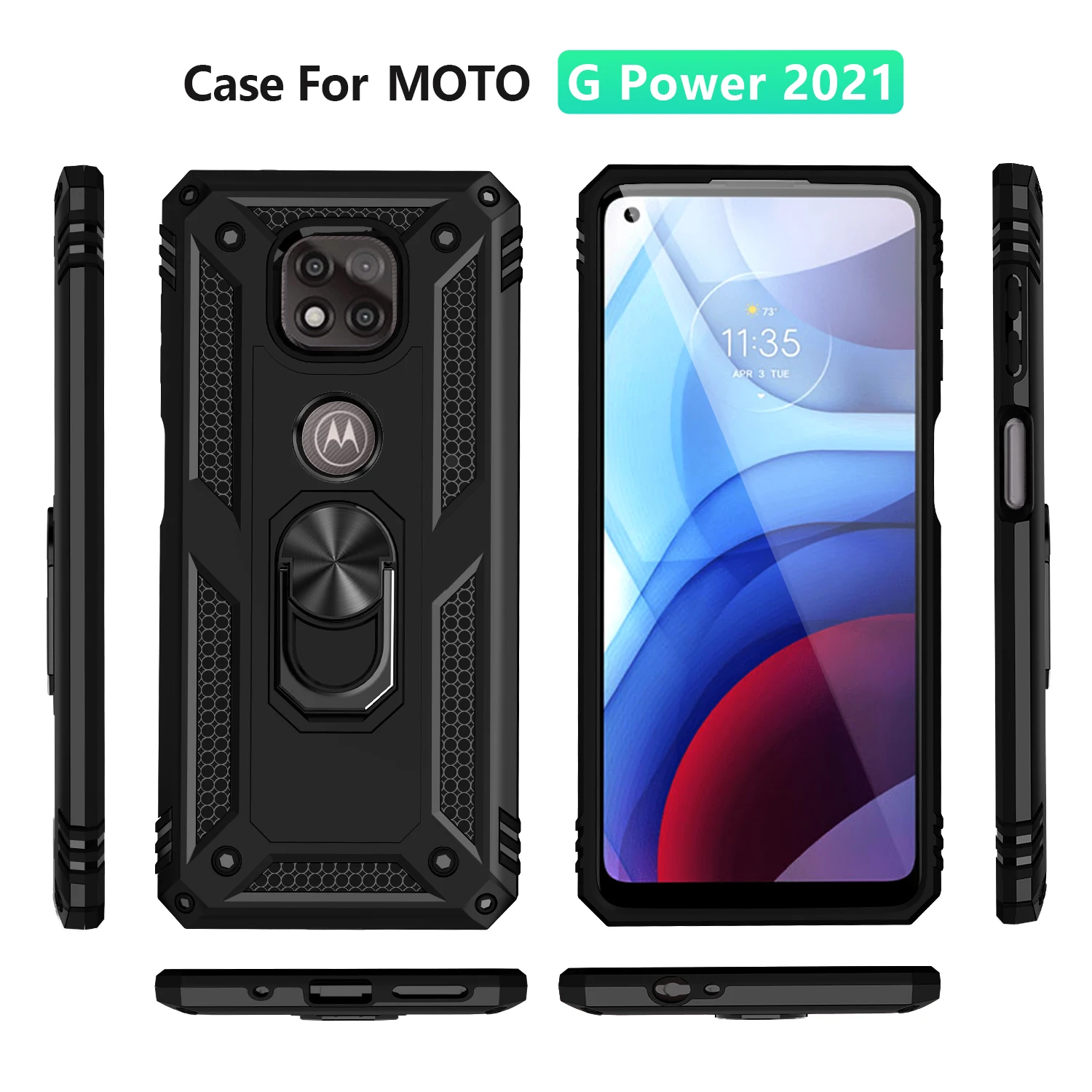 A Motorola Moto G10 Hatalom G20 G30 G100 Szélén, S Egy Fúziós Esetben Nehéz A Páncél Gyűrű Ütésálló Védő Vissza Tok 2