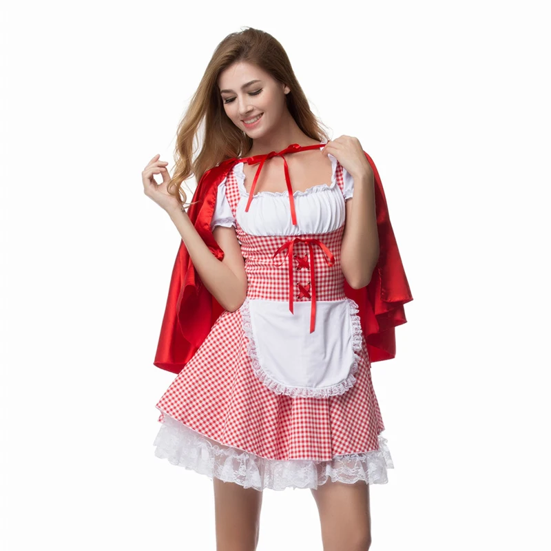 Magas Minőségű, Halloween Jelmezek Női Szexi Cosplay piroska Fantasy Játék Egyenruhát Díszes Ruha Ruha S-6XL 3
