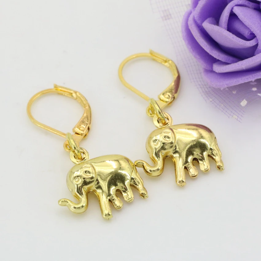 Outlet klasszikus design 12*15mm elefánt arany színű karika csepp fülbevaló a menyasszony a nők szerencsés gyönyörű ékszerek B2659 3