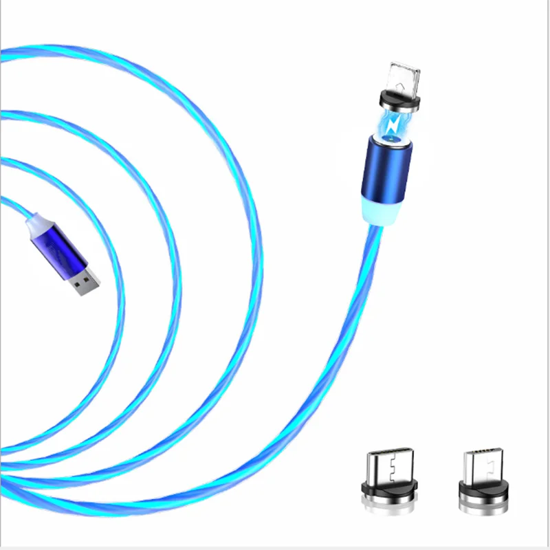Színes Mágneses LED fénykábel Gyors Töltés Mágnes Micro USB-C Típusú Kábel LED-Wire Kábel Típusa-C Töltő iphone 3
