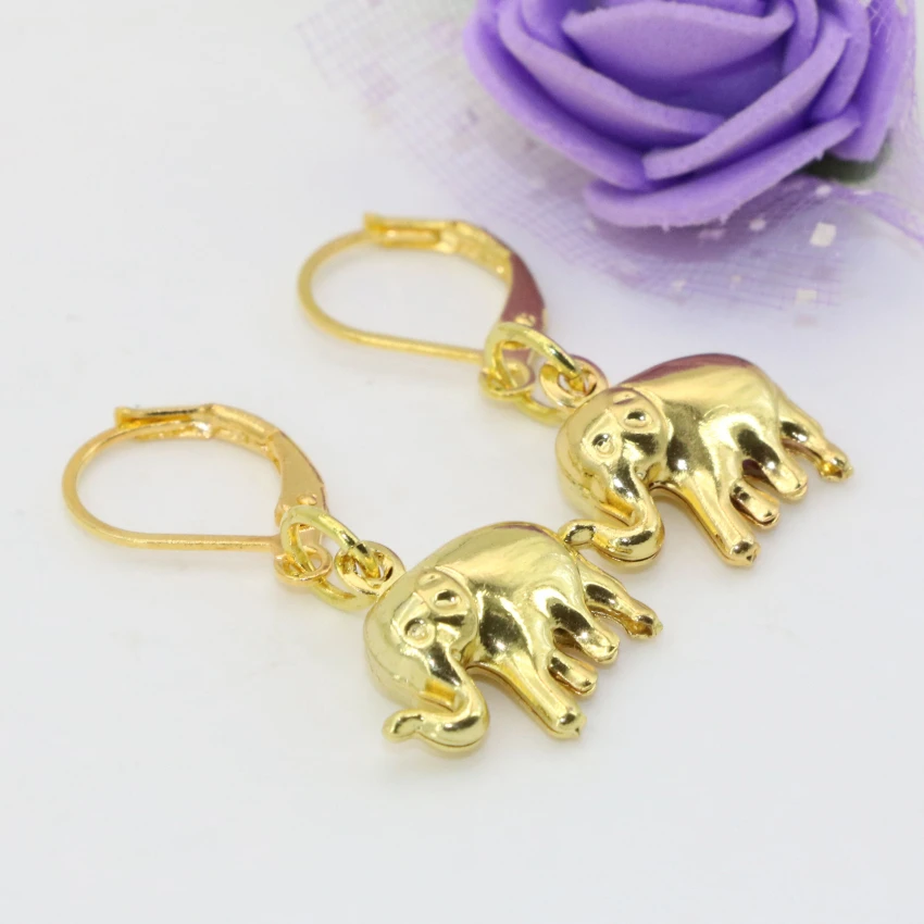 Outlet klasszikus design 12*15mm elefánt arany színű karika csepp fülbevaló a menyasszony a nők szerencsés gyönyörű ékszerek B2659 4