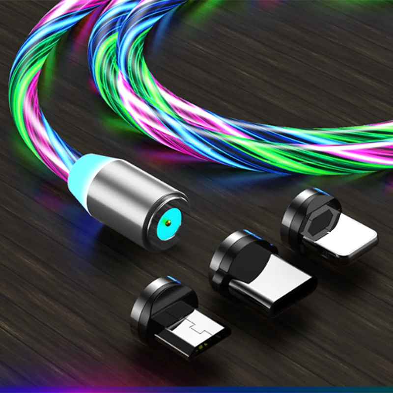 Színes Mágneses LED fénykábel Gyors Töltés Mágnes Micro USB-C Típusú Kábel LED-Wire Kábel Típusa-C Töltő iphone 4