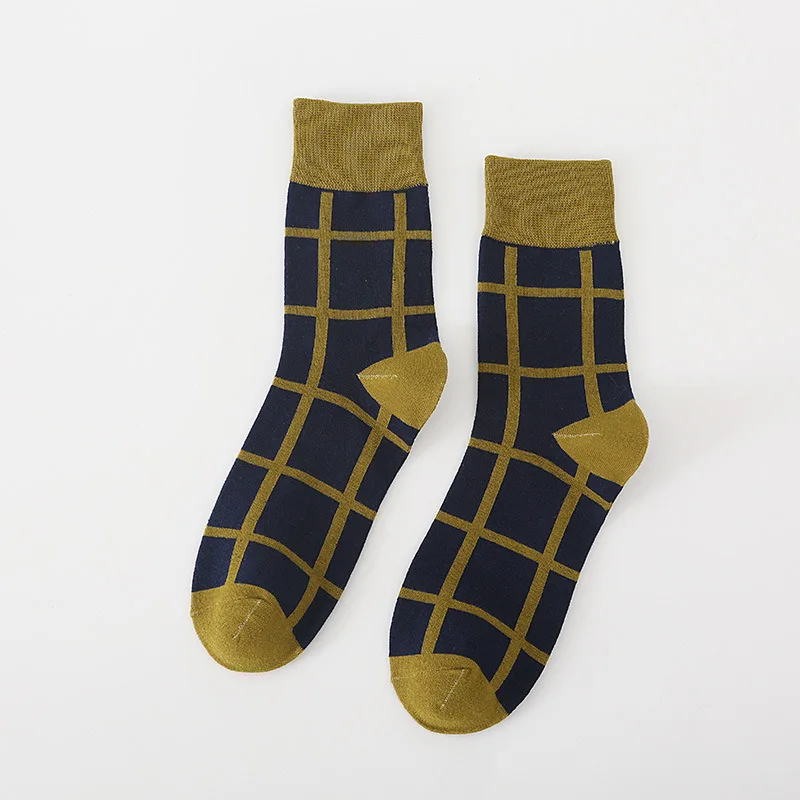 Férfi Harajuku Brit stílus harisnya üzlet alkalmi férfi zokni kockás zokni modális utca trendi zokni 4