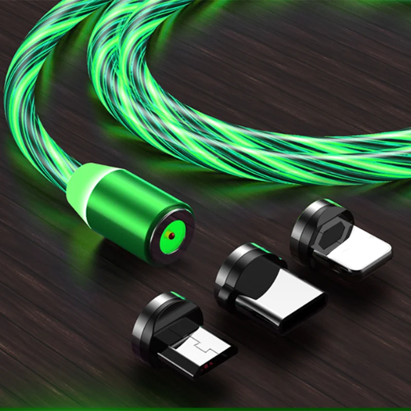 Színes Mágneses LED fénykábel Gyors Töltés Mágnes Micro USB-C Típusú Kábel LED-Wire Kábel Típusa-C Töltő iphone 5