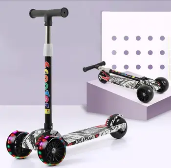 Gyermek Állítható Láb Robogók LED világít Gyermekek Unisex Kick Roller 3 kerekű Város Roller Gördeszka Ajándékok Gyerekeknek Játékok